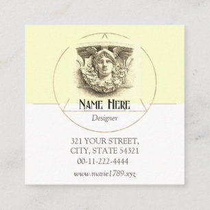 Tarjeta De Visita Cuadrada Hermes vintage mínimo monograma beige artístico