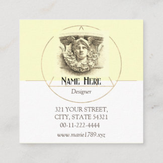 Tarjeta De Visita Cuadrada Hermes vintage mínimo monograma beige artístico