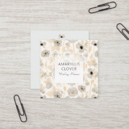 Tarjeta De Visita Cuadrada Hermosa acuarela de color gris amarillo pápula flo