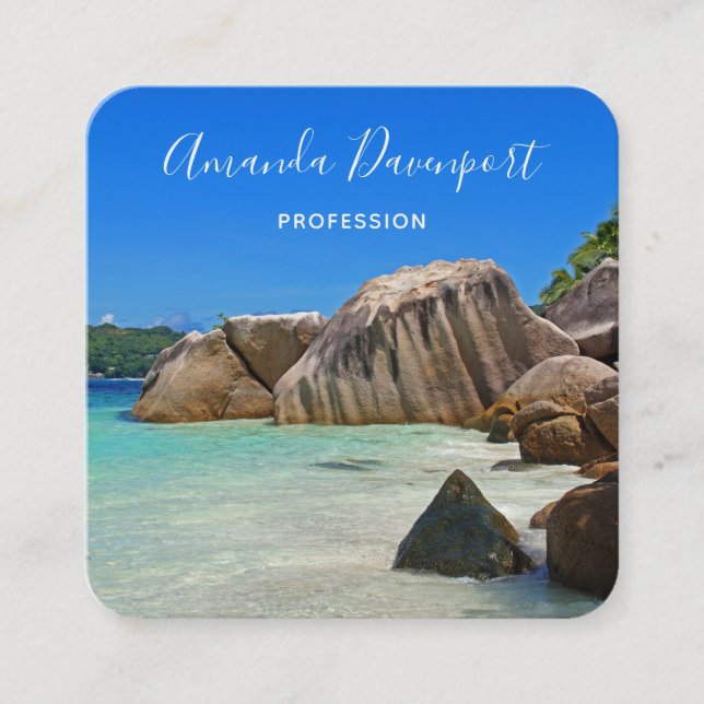 Tarjeta De Visita Cuadrada Hermosa costa del Mar Tropical (Anverso)