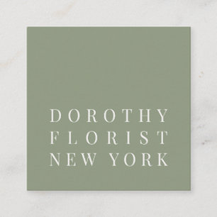 Tarjeta De Visita Cuadrada Hermosa florista minimalista verde sabio