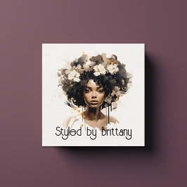 Tarjeta De Visita Cuadrada Hermosa Mujer Negra Hair Makeup Stylist