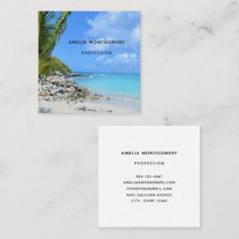 Tarjeta De Visita Cuadrada Hermosa playa tropical turquesa