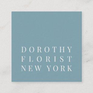Tarjeta De Visita Cuadrada Hermosa y elegante florista minimalista azul