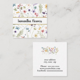 Tarjeta De Visita Cuadrada Hermosas flores pastel