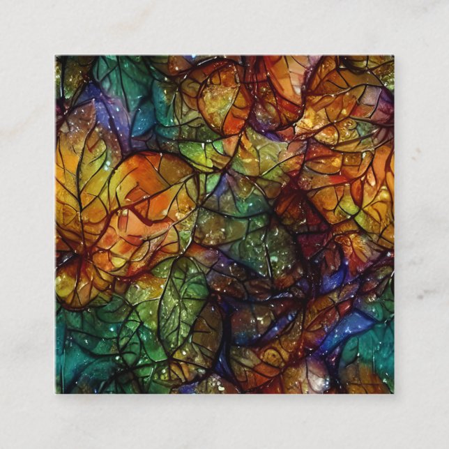 Tarjeta De Visita Cuadrada Hermosas hojas de otoño de arte caprichoso (Anverso)