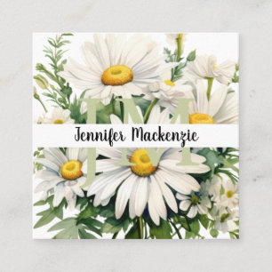 Tarjeta De Visita Cuadrada Hermosas Margaritas Elegantes