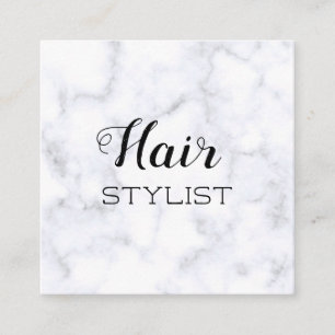 Tarjeta De Visita Cuadrada Hermoso estilo blanco simple para todas las peluqu