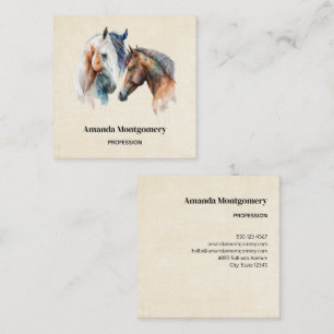 Tarjeta De Visita Cuadrada Hermoso estilo Caballos de estilo Boho Occidental