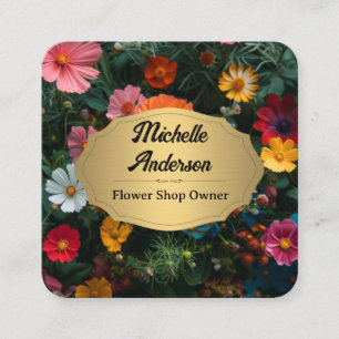 Tarjeta De Visita Cuadrada Hermoso fondo de flores