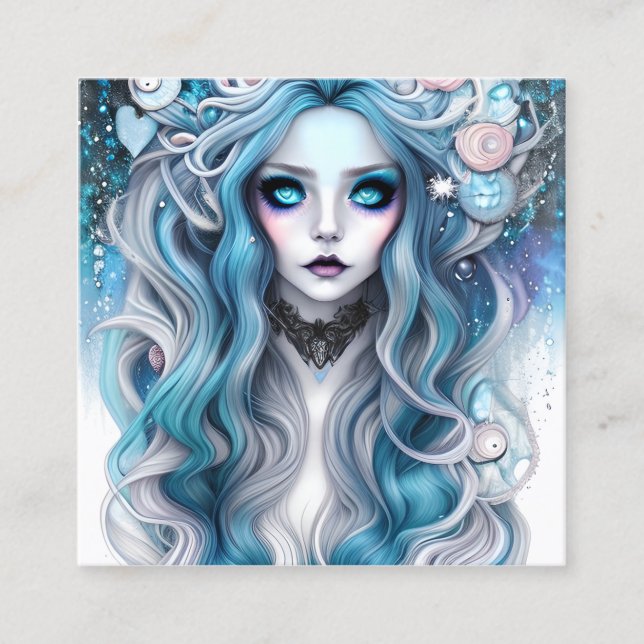 Tarjeta De Visita Cuadrada Hermoso gráfico de invierno de bruja hermosa Steam (Anverso)