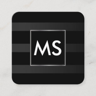 Tarjeta De Visita Cuadrada Hermoso marco de Moda monograma franjas faux plate