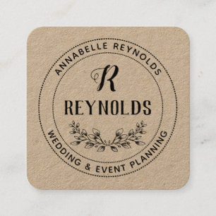 Tarjeta De Visita Cuadrada Hermoso Monograma de media correa de mano