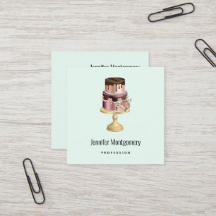 Tarjeta De Visita Cuadrada Hermoso pastel Fiesta de vidrio brillante