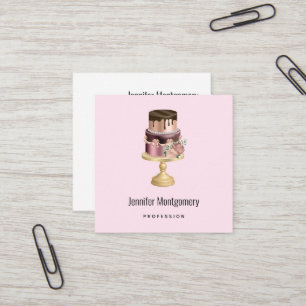 Tarjeta De Visita Cuadrada Hermoso pastel Fiesta de vidrio brillante