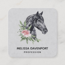 Tarjeta De Visita Cuadrada Hermoso retrato de cabeza de caballo