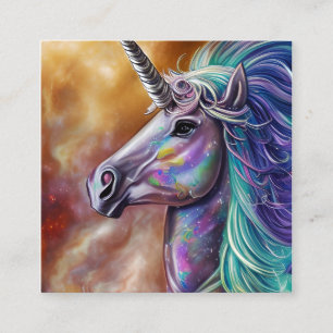 Tarjeta De Visita Cuadrada Hermoso y detallado caballo unicornio de cuerpo co