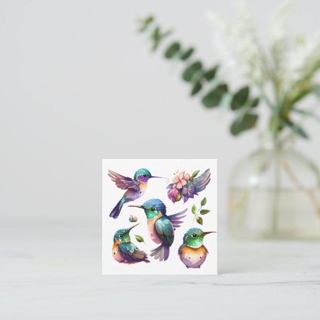 Tarjeta De Visita Cuadrada Hermosos Hummingbirds para los amantes de los pája (Anverso de pie)