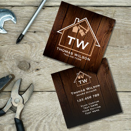 Tarjeta De Visita Cuadrada Herramientas de carpintero de mano de construcción