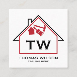 Tarjeta De Visita Cuadrada Herramientas de carpintero de mano de construcción