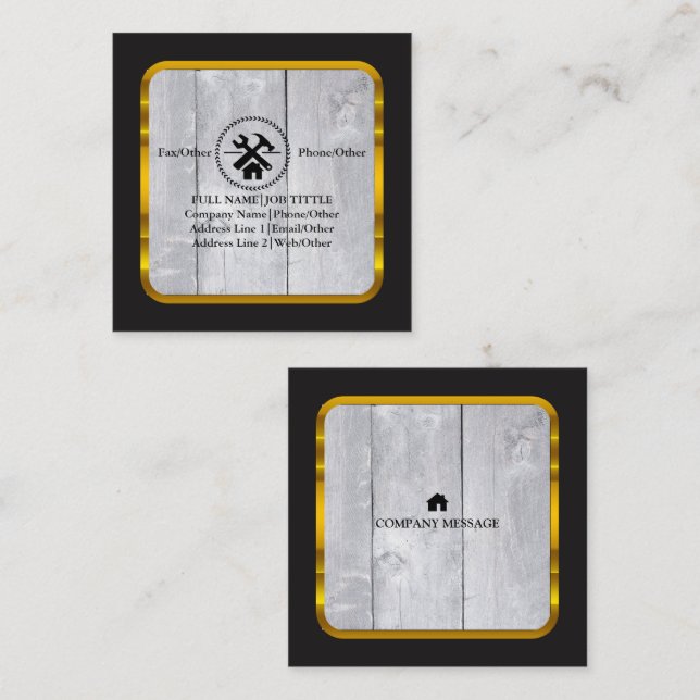 Tarjeta De Visita Cuadrada Herramientas de carpintero de Professional Builder (Anverso / Reverso)