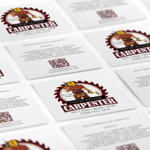 Tarjeta De Visita Cuadrada Herramientas de carpintero Rústico de código QR Wo