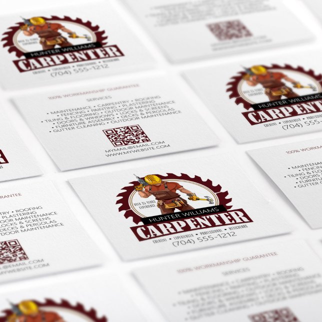Tarjeta De Visita Cuadrada Herramientas de carpintero Rústico de código QR Wo (Subido por el creador)