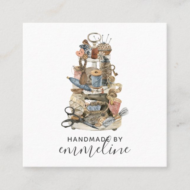 Tarjeta De Visita Cuadrada Herramientas De Esfuerzo De La Seda Para El Comerc (Anverso)