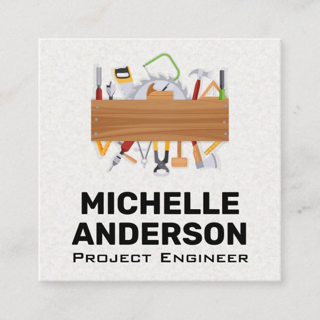 Tarjeta De Visita Cuadrada Herramientas de hardware (Anverso)