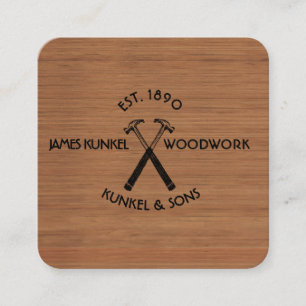 Tarjeta De Visita Cuadrada Herramientas LOGO de martillo negro Construcción 