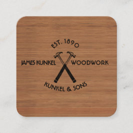 Tarjeta De Visita Cuadrada Herramientas LOGO de martillo negro Construcción d