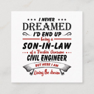 Tarjeta De Visita Cuadrada Hijo En Derecho De Impresionante Ingeniero Civil