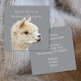 Tarjeta De Visita Cuadrada Hilo de fibra de alpaca blanca