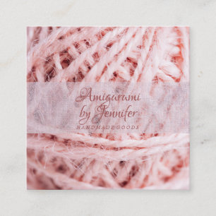 Tarjeta De Visita Cuadrada Hilo de ganchillo rosa Amigurumi