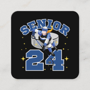 Tarjeta De Visita Cuadrada Hockey sobre hielo divertido senior 2024