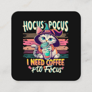 Tarjeta De Visita Cuadrada Hocus Focus - Necesito café para concentrarme