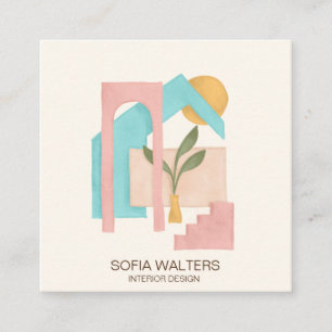 Tarjeta De Visita Cuadrada hogar interior del deisgn que efectúa el hotel de