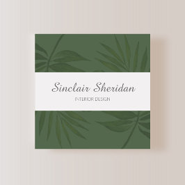 Tarjeta De Visita Cuadrada Hoja de palmera verde tropical moderna