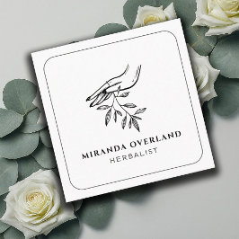 Tarjeta De Visita Cuadrada Hojas botánicas únicas de Naturopath herbático