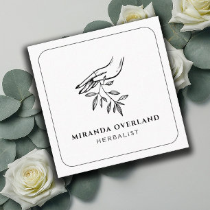 Tarjeta De Visita Cuadrada Hojas botánicas únicas de Naturopath herbático