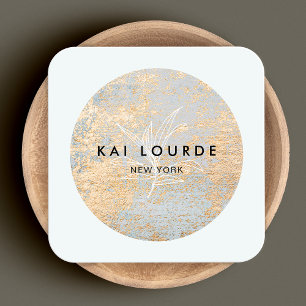 Tarjeta De Visita Cuadrada Hojas de la planta de oro abstractas artísticas