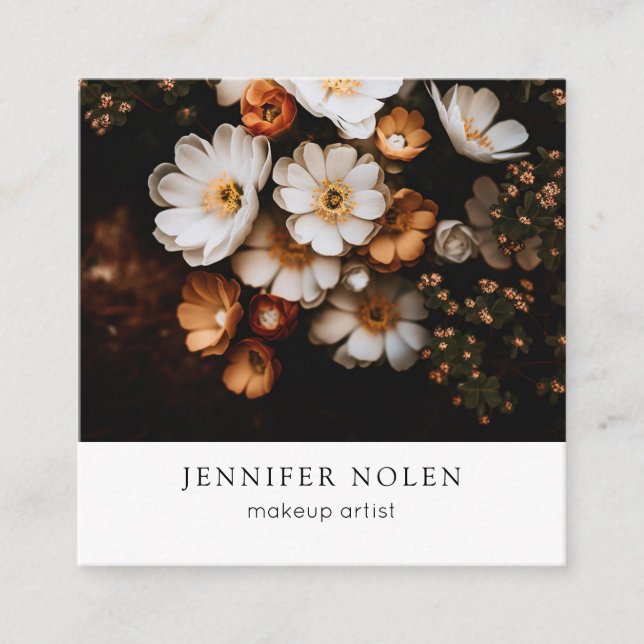 Tarjeta De Visita Cuadrada Hojas tropicales (Anverso)