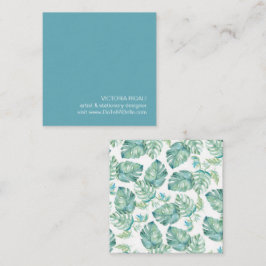 Tarjeta De Visita Cuadrada Hojas tropicales de palma de Monstera