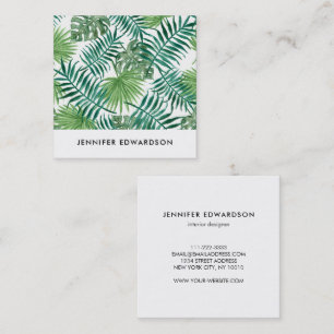Tarjeta De Visita Cuadrada Hojas tropicales modernas acuarela profesional