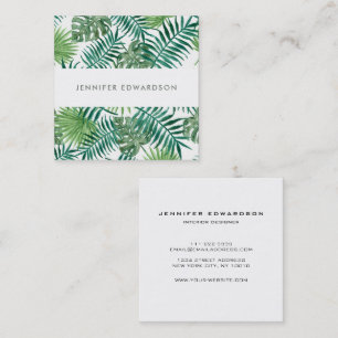 Tarjeta De Visita Cuadrada Hojas tropicales modernas acuarela profesional