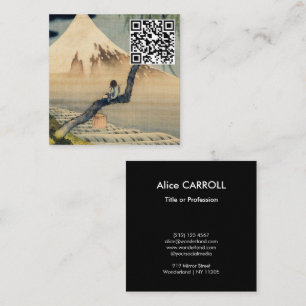 Tarjeta De Visita Cuadrada Hokusai - Niño viendo el Monte Fuji - Código QR