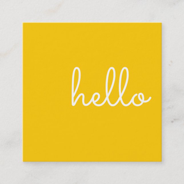 Tarjeta De Visita Cuadrada ¡Hola | Blanco y Amarillo Casual Moderno (Anverso)