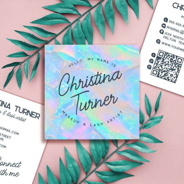 Tarjeta De Visita Cuadrada Hola Mi Nombre Es Opalo Holográfico Irlandés (Subido por el creador)