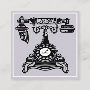 Tarjeta De Visita Cuadrada Hola monograma del teléfono de la antigüedad del