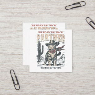 Tarjeta De Visita Cuadrada Hola Socio Vaquero Gato